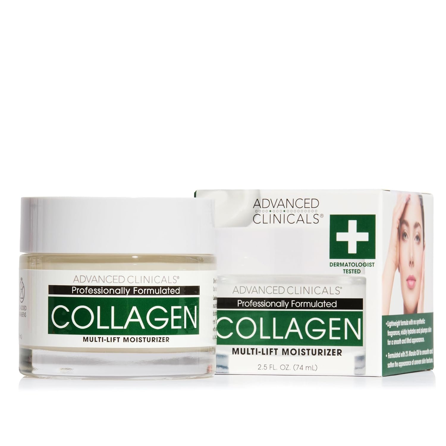 Advanced Clinicals Collagen Cream Gel-Like Facial Lotion | Collagen Peptide + Hyaluronic Acid Moisturizer For Face Helps Hydrate Dry Skin & Improve Appearance Of Wrinkles & Fine Lines, 2.5 Fl Oz