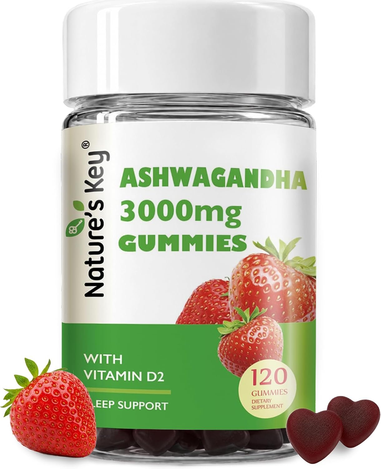 Nature’s Key Ashwagandha Gummies, 120CT High Potency Root Extract, 3000mg