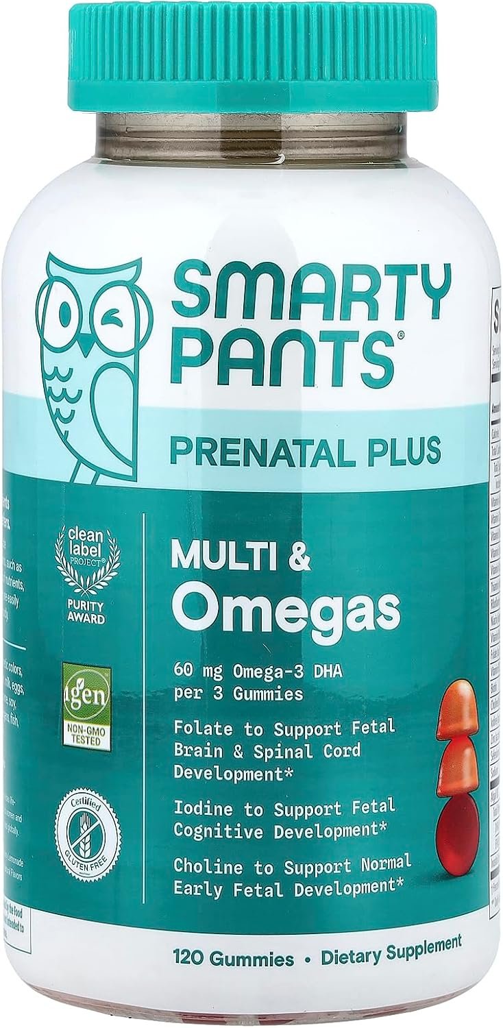 SmartyPants Prenatal Multivitamin Gummies, Vitamin D & C, Omega 3, 120 Ct