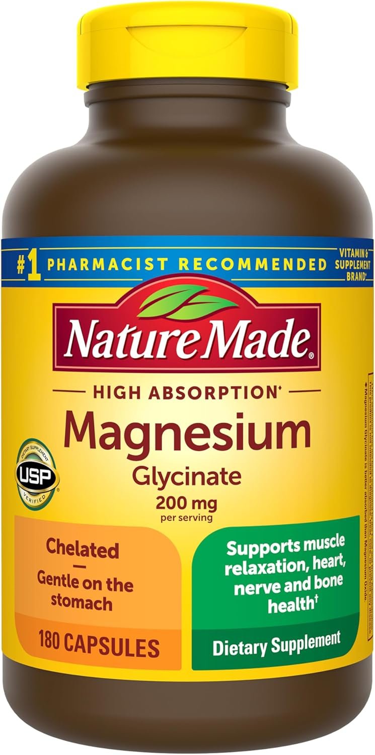 Nature Made Magnesium Glycinate 200 mg per Serving, 180 Capsules