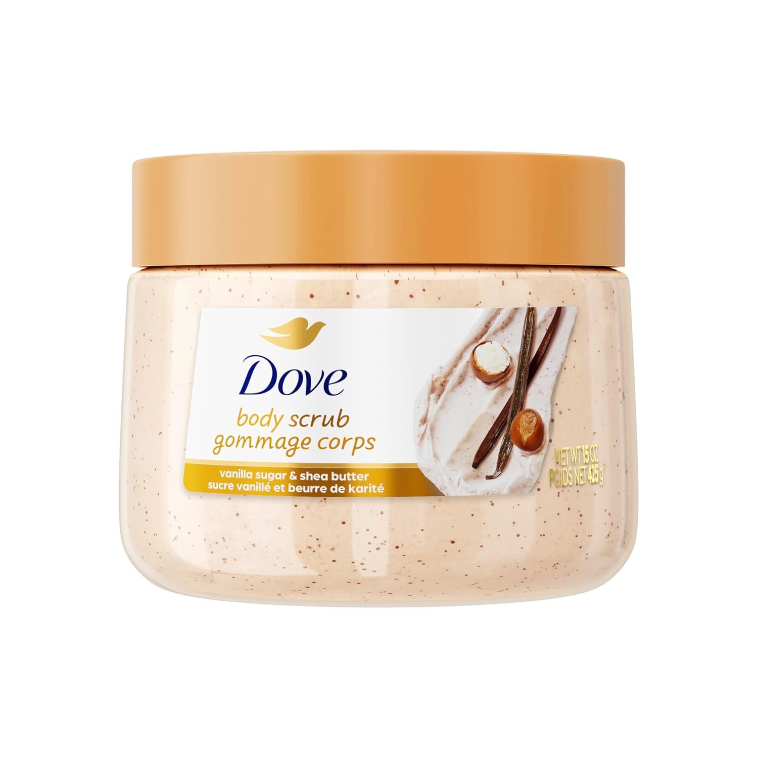 Dove Exfoliating Body Scrub Vanilla Sugar & Shea Butter, 15 oz