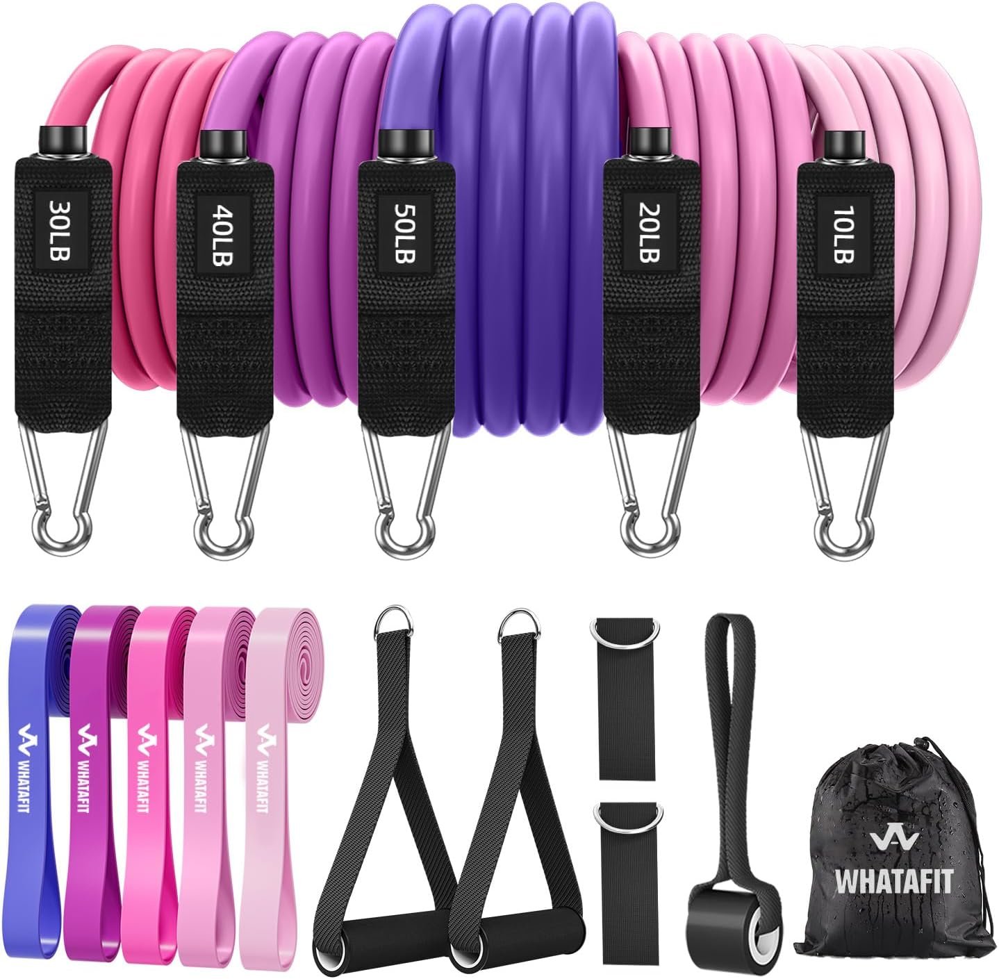 WHATAFIT Resistance Bands with Handles, Exercise Bands Set for Working Out