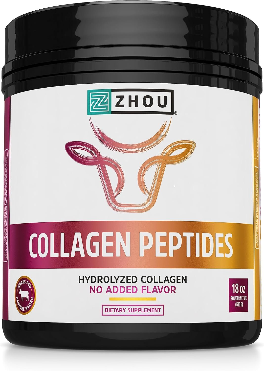 Zhou Collagen Peptides Supplement – 18 oz Jar (46 Servings)