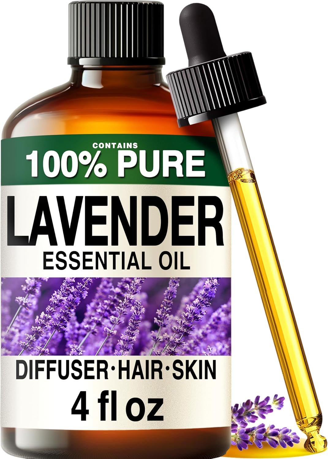 Kukka 100% Pure Lavender Essential Oil for Skin, Diffuser, 4 Fl Oz