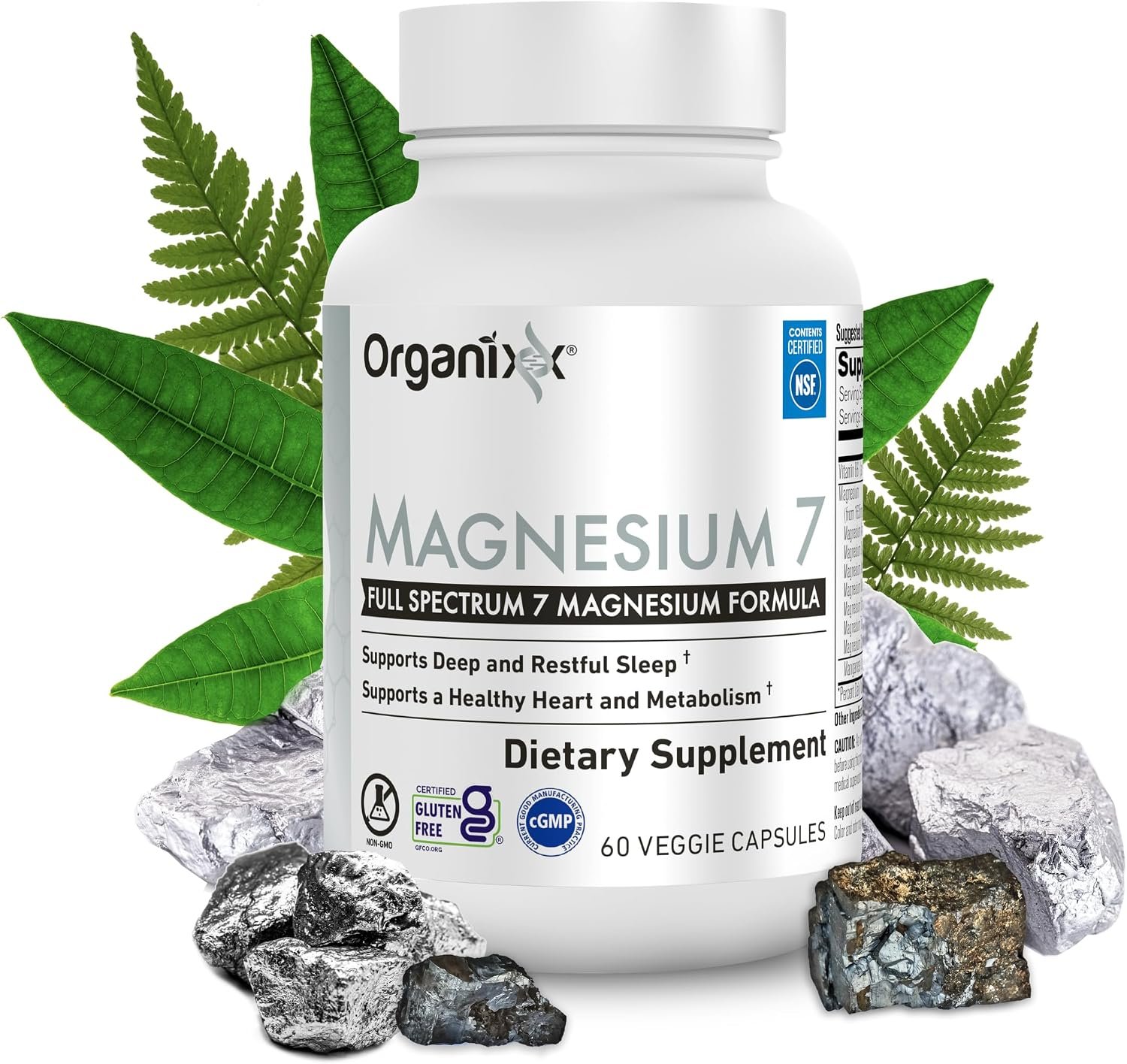 Organixx Magnesium 7 Complex, Sleep & Muscle Support, 60 Caps