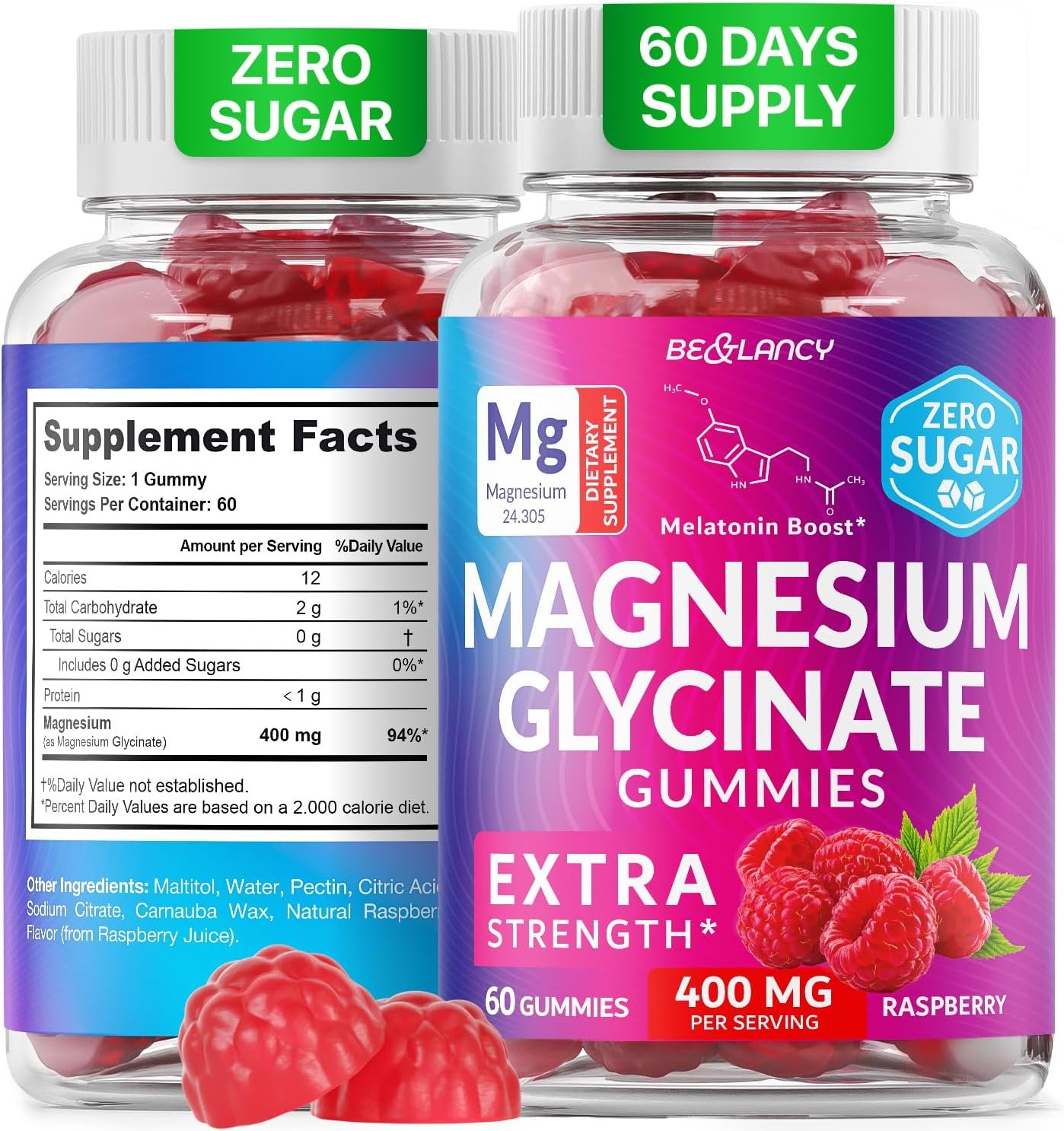 Magnesium Glycinate 400mg Gummies – Sugar Free, Sleep & Relax Support, 60ct