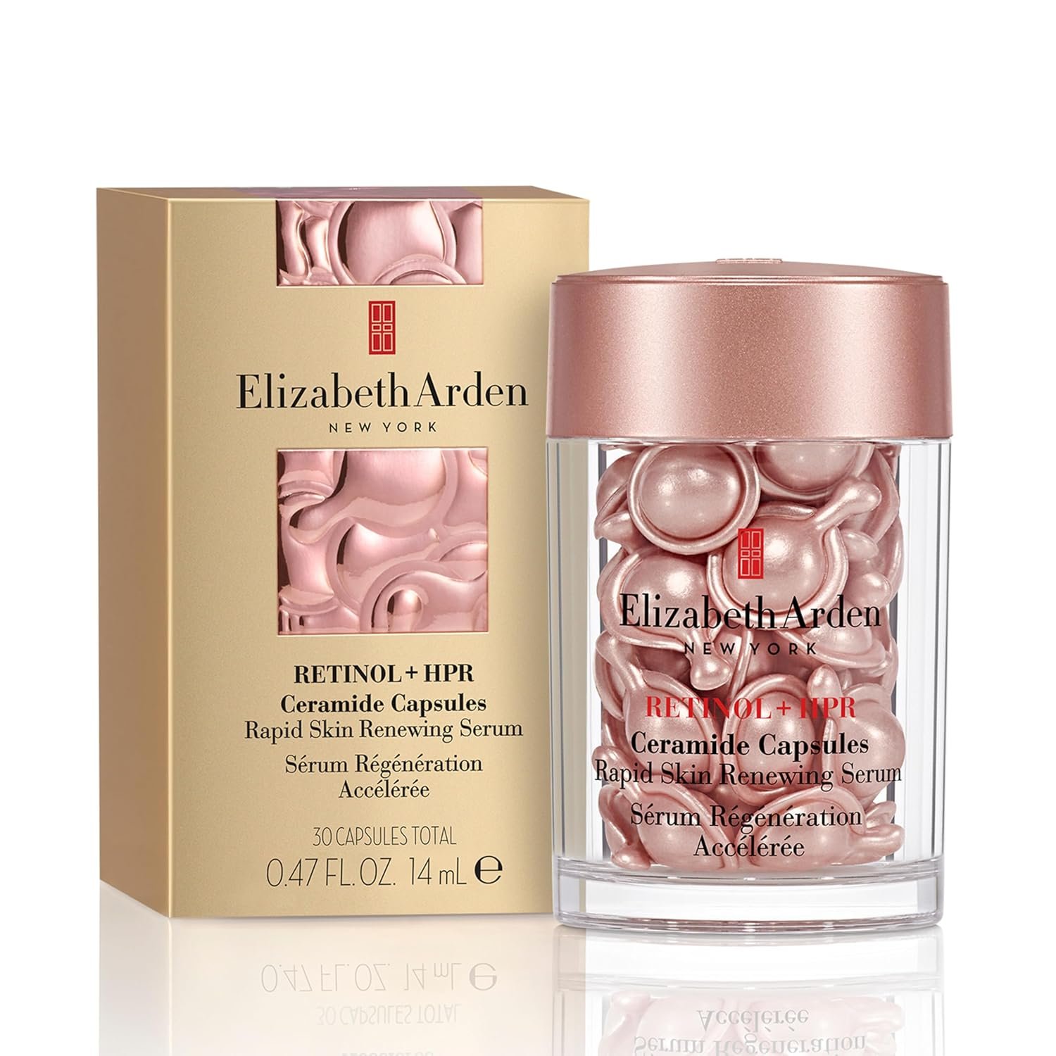 Elizabeth Arden Retinol + HPR Ceramide Rapid Skin Renewing Anti-Aging Face Serum Capsules, Fine Lines & Wrinkles Treatment with Peptides, Vitamin E, & Niacinamide