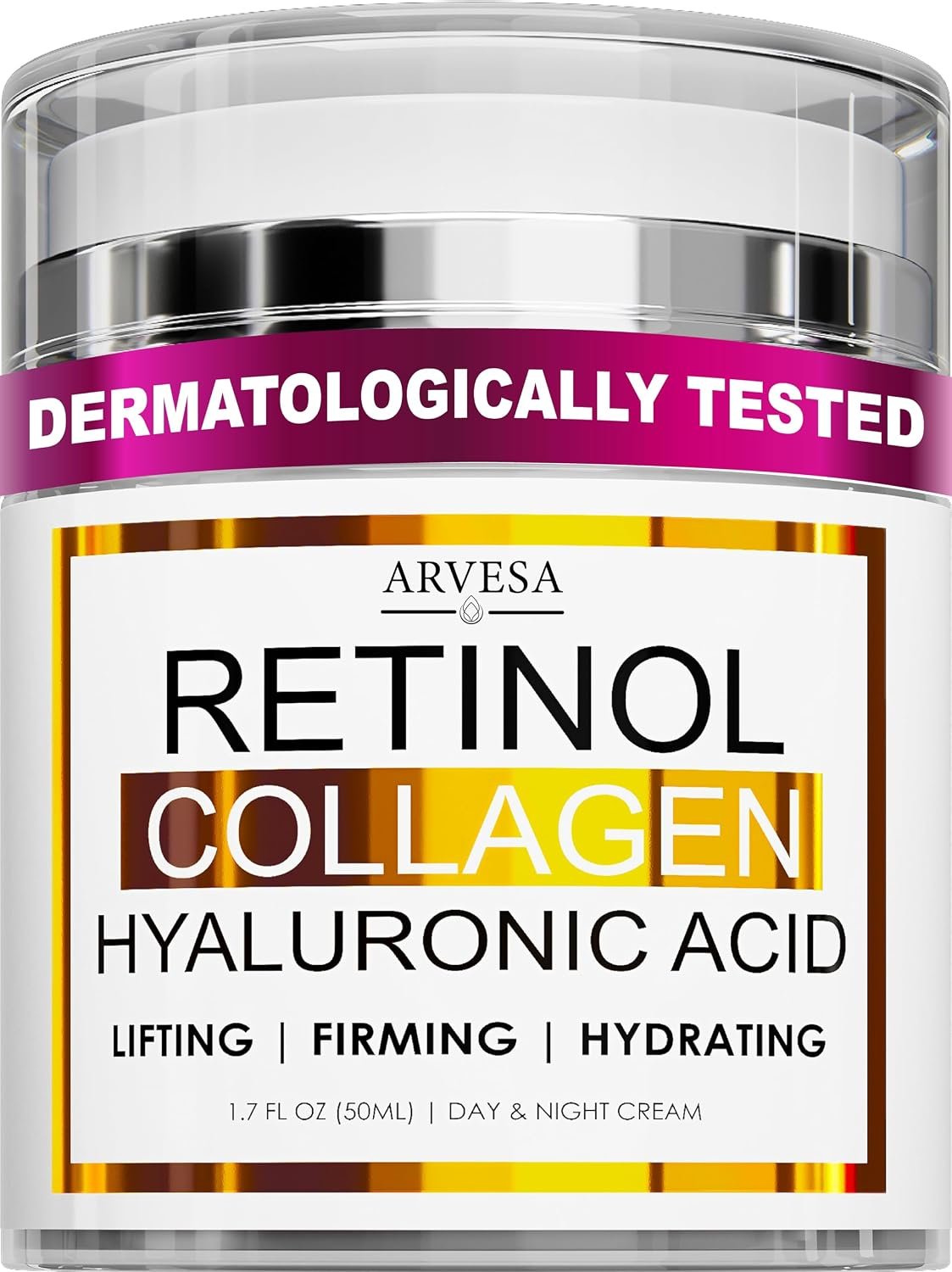 Retinol Cream for Face, Anti-Aging Moisturizer, Collagen & Hyaluronic Acid
