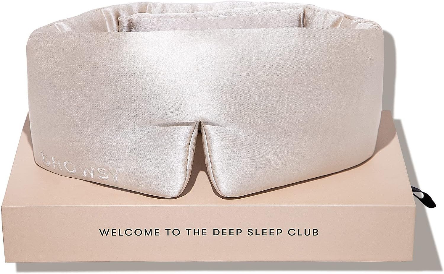DROWSY Silk Sleep Mask – Face-Hugging, Padded Cocoon for Luxury Sleep in Total Darkness – 100% Pure Mulberry Silk (Dusty Gold)