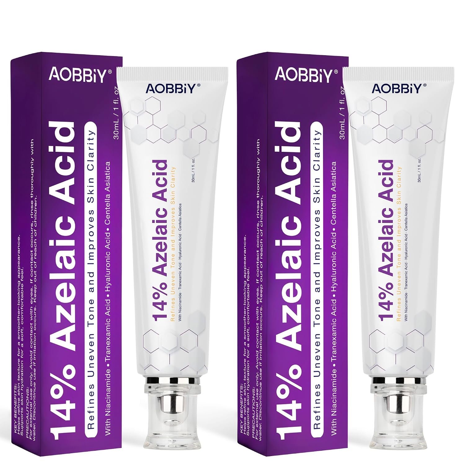AOBBIY Azelaic Acid Cream for Face, Facial Moisturizer for Smoother-Looking Skin, 1 oz, 2 Pack