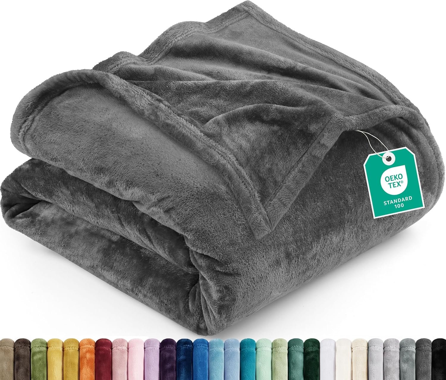 Utopia Bedding Ultra Soft Fleece Bed Blanket King Size Grey (90×102 Inches)