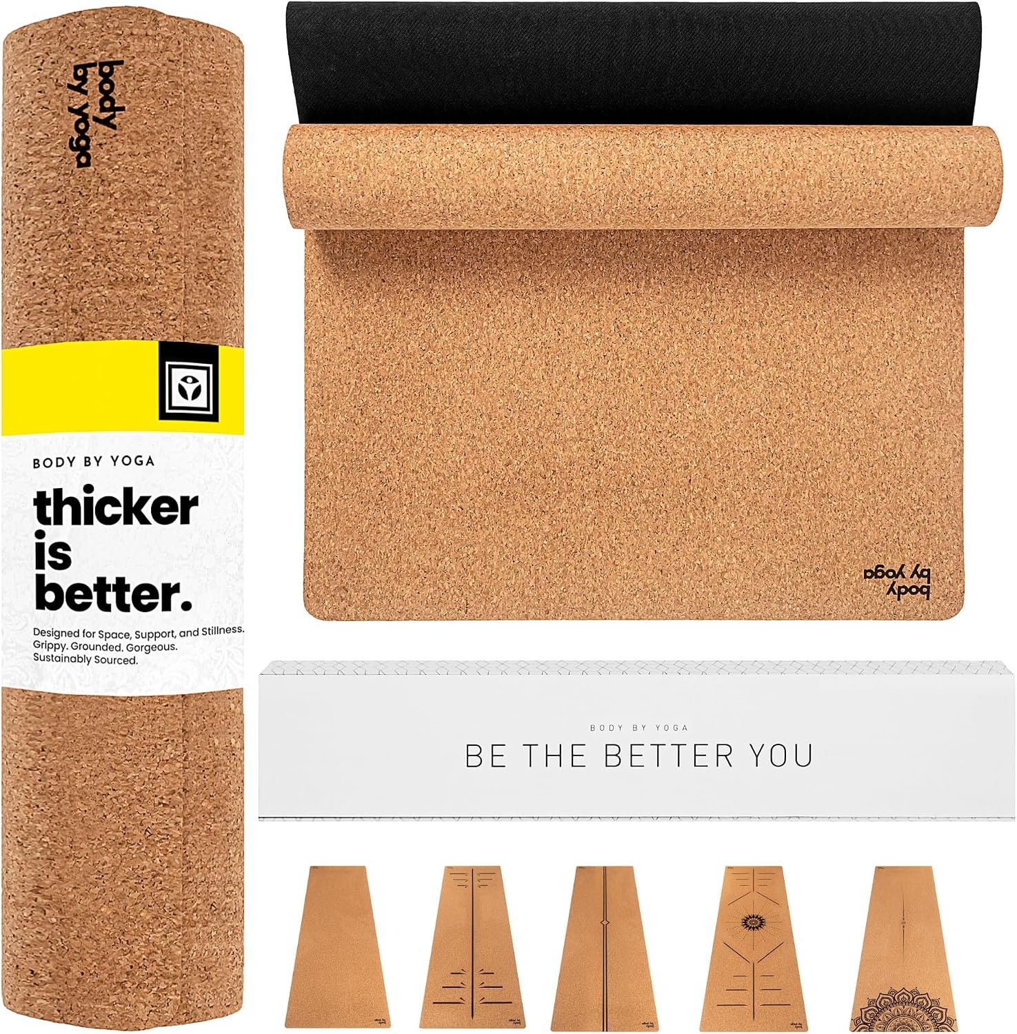 Luxury Cork Yoga Mat – Non Slip, Extra Thick Grip. Extra Large & Long. More Comfort and Support. Tough Enough For Hot Yoga. Cork + Natural Rubber, Non Toxic and Eco Friendly. Optional Alignment Lines.