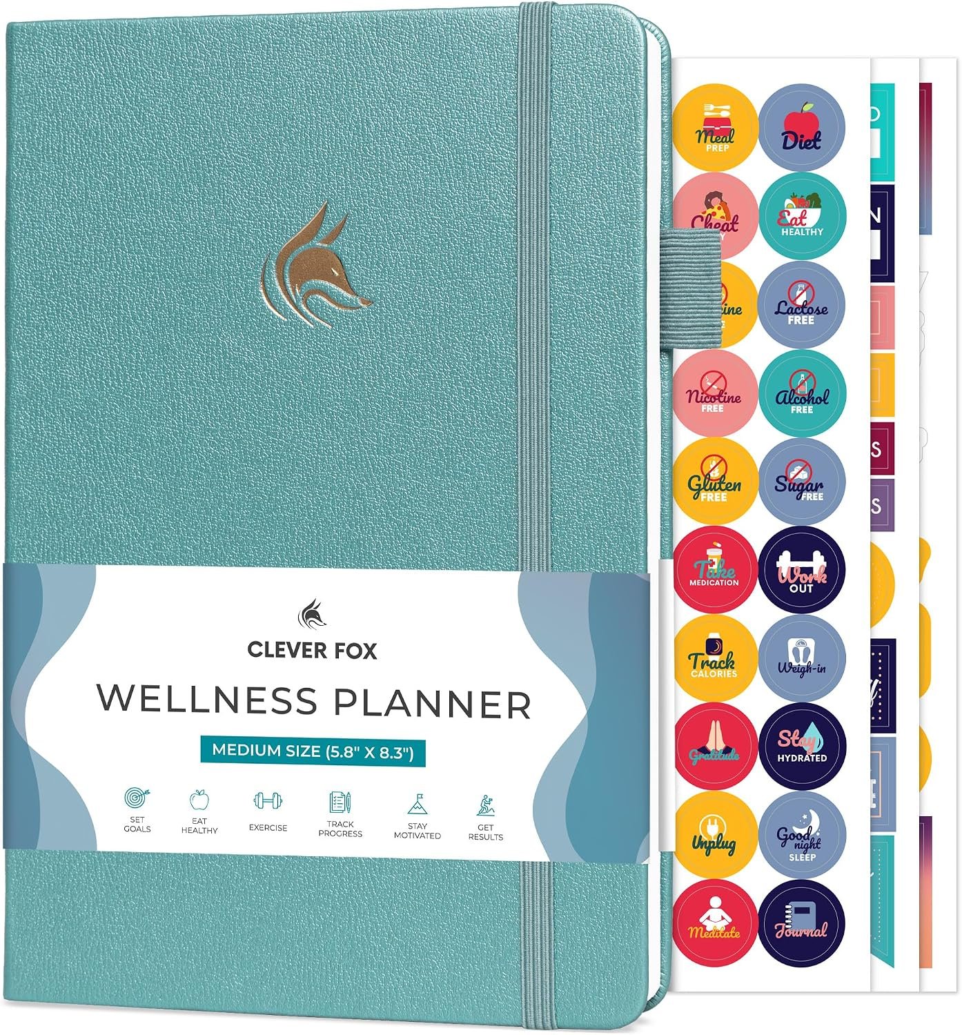 Clever Fox Wellness Planner & Food Journal for Weight Loss, A5 Aquamarine